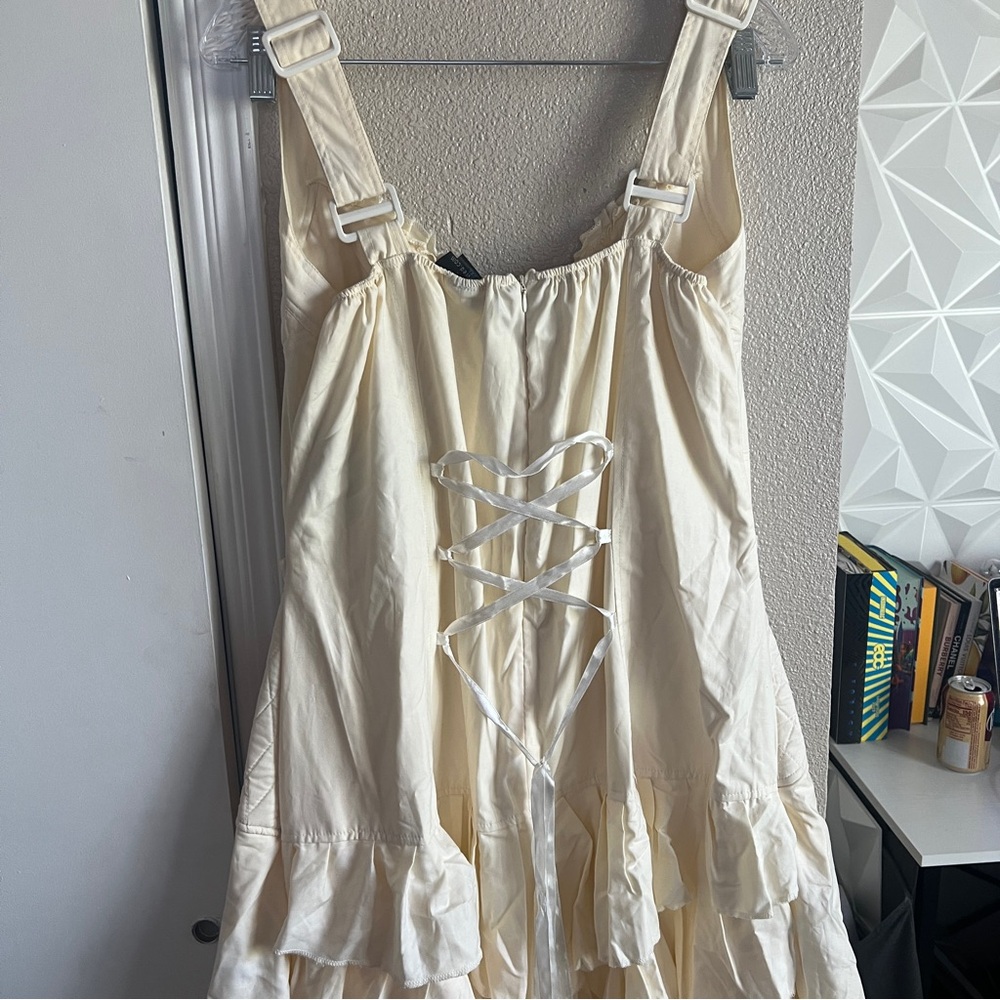 Heavy Red Couture Noir Ivory Cotton Corset Dress - Picture 5 of 7